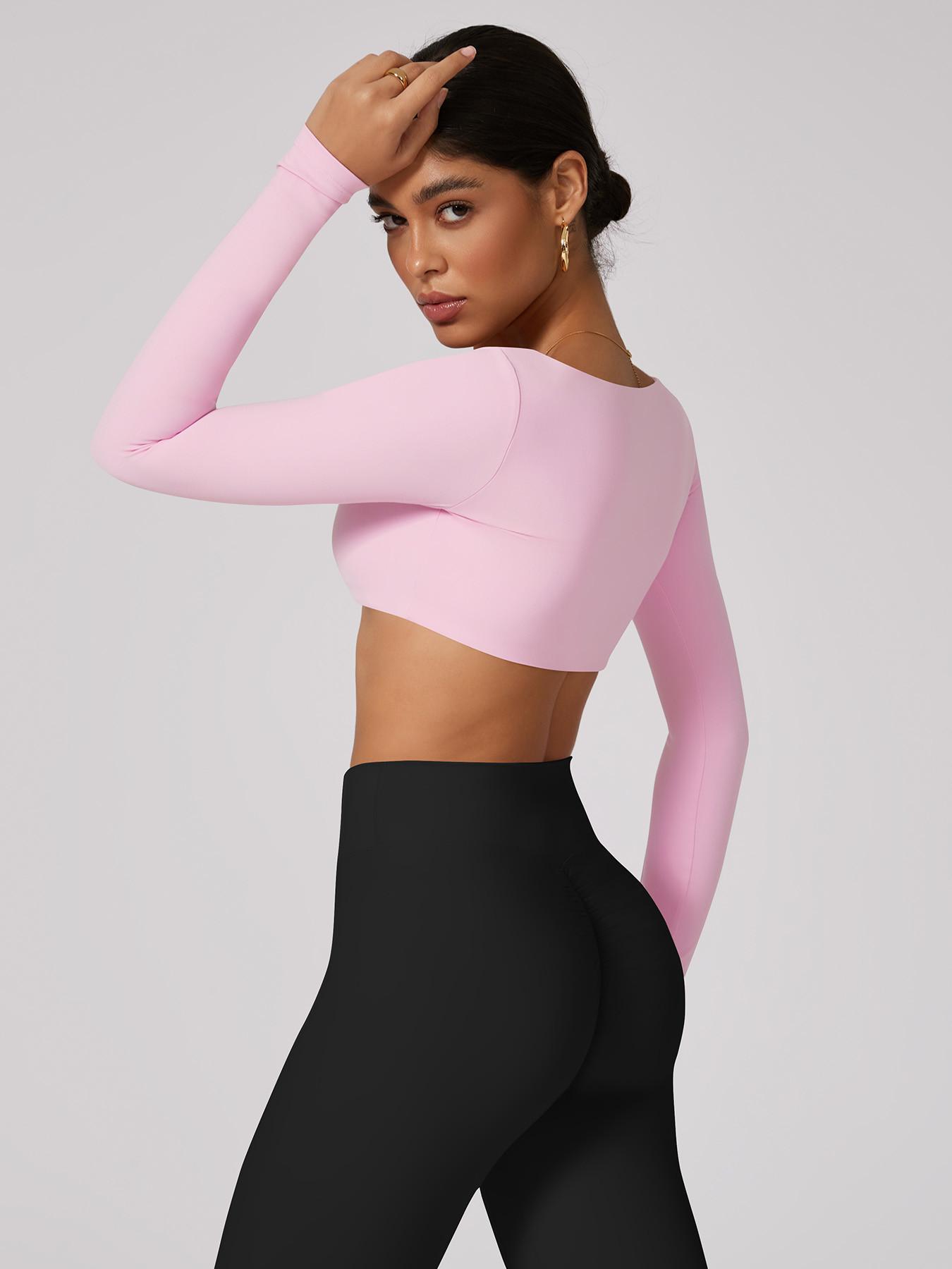 Women's Long Sleeve Sports Top, American Style, Professional Performance, Classic Square Neck, High Elasticity, Breathable Fabric, Breathable Workout Tops