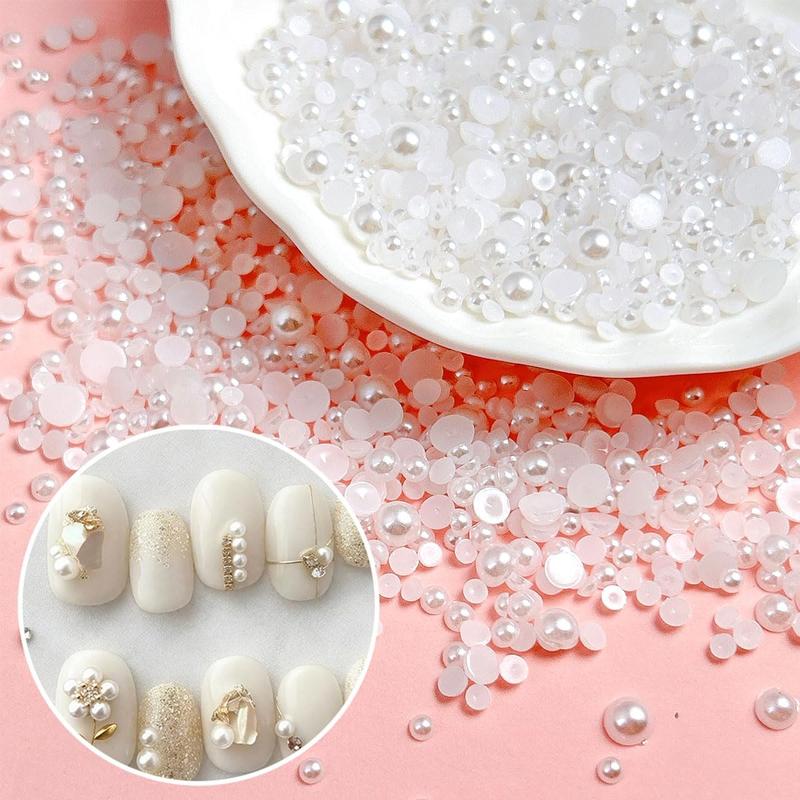 1Set 3D Flatback Pearl Nail Charms and Gems, White Nail Pearls Black Nails Rhinestones Charms for Nails Design, DIY Nail Art, Bedazzling Gems Diamonds Crystals for Nails Eyes Face Makeup DIY Crafts Tumblers