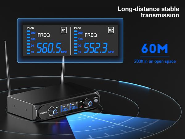 Aokeo V200 Wireless Microphone System - 100ft Range, Metal Wireless Mic Set with Case,Handheld Cordless Dynamic Microphones for Singing, Karaoke, Church, DJ, UHF