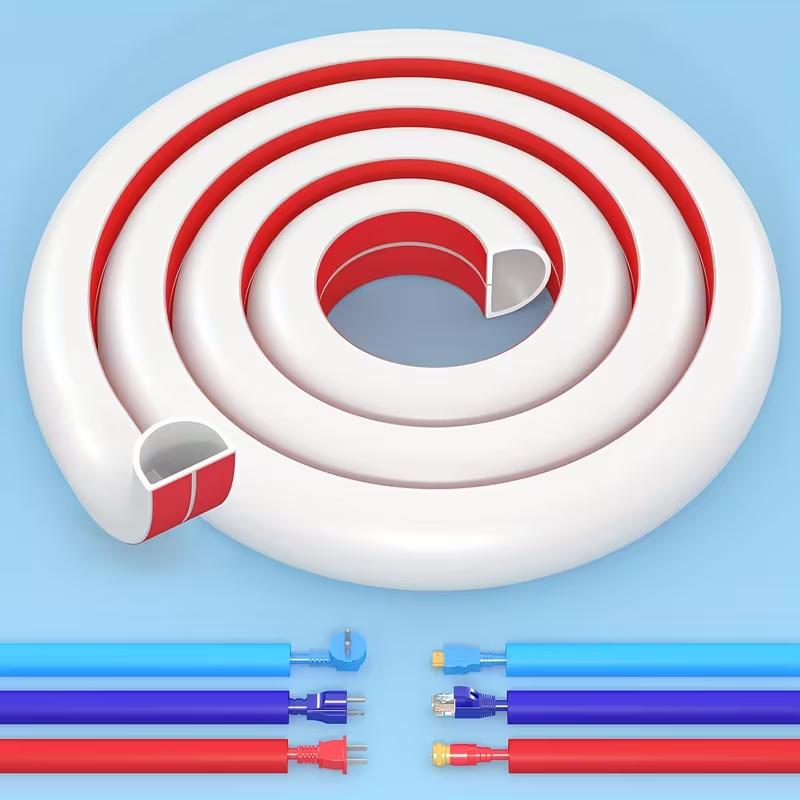 1pc of Self-Adhesive White Cable Cover- Available in Lengths of 1meters, 2meters. This Half-Round Wire Protector Is Designed for Mini Flexible Cables, Made from PVC Material, Conceals Cords And Helps Prevent Tripping Hazards