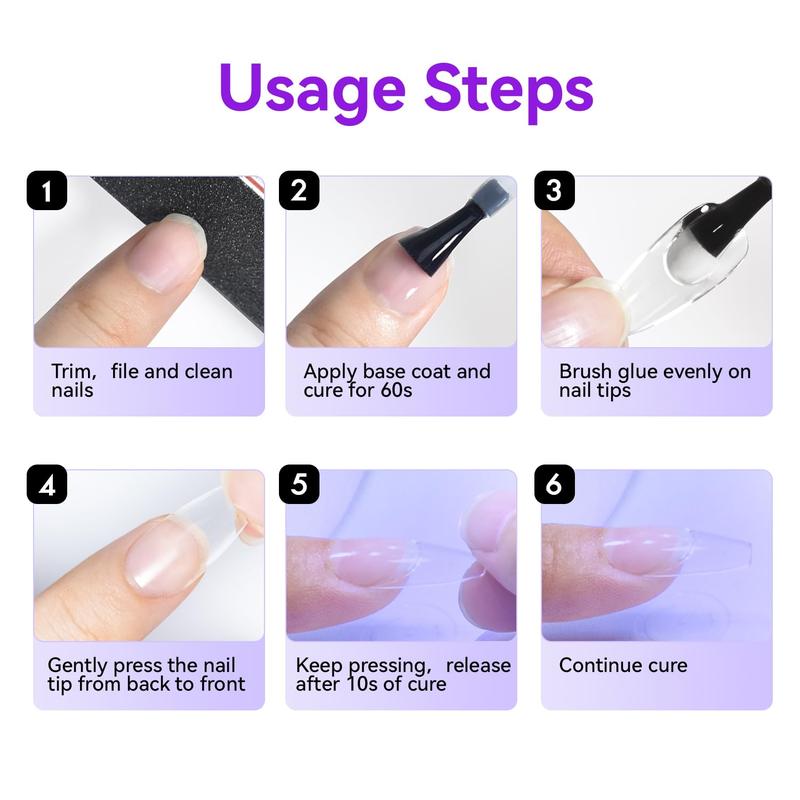 JEWHITENY 2pcs 10ML Nail Glue Gel for Nail Tips Nail Gel Glue for False Nails Tips and Clear Press on Nails Gel Nail Glue Long Lasting Need U V Light Cured