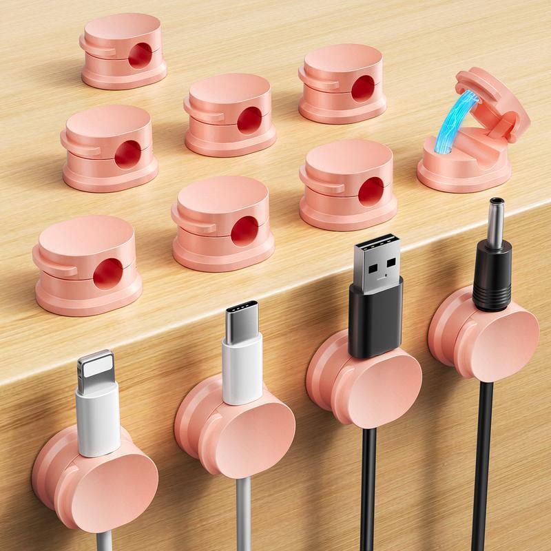 12 Pcs Cord Organizers - Compact Magnetic Cable Management Clips with Residue-Free Adhesive, 0.88 Inches Solid Holders for Desk Decor, Office Decor, 60° Rotating Shaft, Easy To Open, Enhanced No-Residue Adhesive, Business