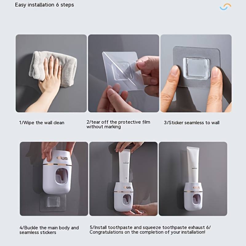 Automatic Toothpaste Dispenser Set, Wall-Mounted Lightweight Convenient Tube Squeezer, Easy-To-Use Bathroom Accessory