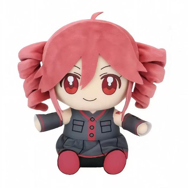 20cm Kasane Teto Plush Doll Pink Twin Curly Bun Hair Big Gradient Red Anime Eyes Gray Red Sleeveless Uniform Vocaloid Character Stuffed Toy Soft Fluffy Ornament Gift For Teen Girls Anime Fans Cross-Border Wholesale
