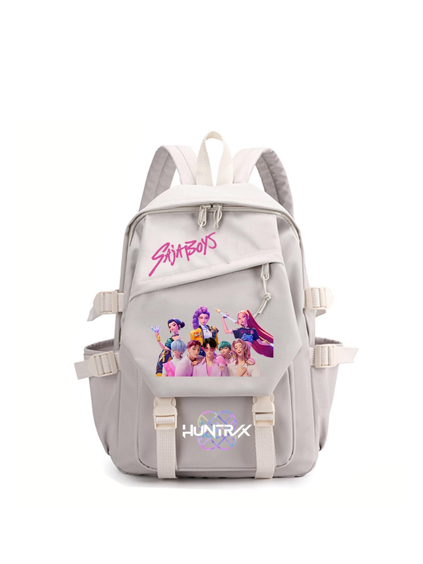 1pc  Women's backpack, solid color backpack, zipper closure, kpop girl group print, fashionable and versatile, casual and simple, suitable for students to go to school, campus, work, commuting, shopping, Cute Versatile Backpack, women's backpack