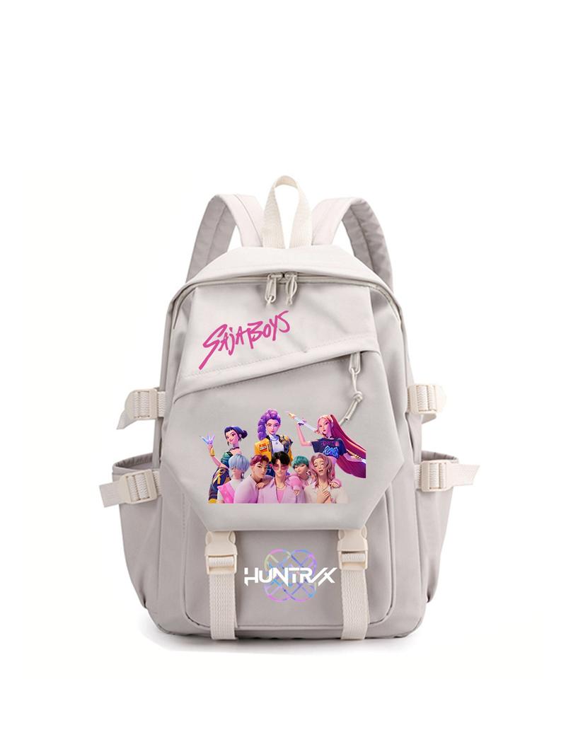 1pc  Women's backpack, solid color backpack, zipper closure, kpop girl group print, fashionable and versatile, casual and simple, suitable for students to go to school, campus, work, commuting, shopping, Cute Versatile Backpack, women's backpack