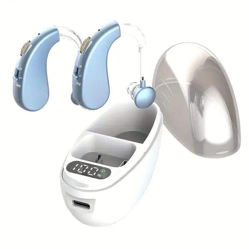 Over-Ear Hearing Aid Earphone with Rechargeable Battery Comfortable Silicone Earmuffs Suitable for Adults Indoor Outdoor Use Durable Design for Clear Sound