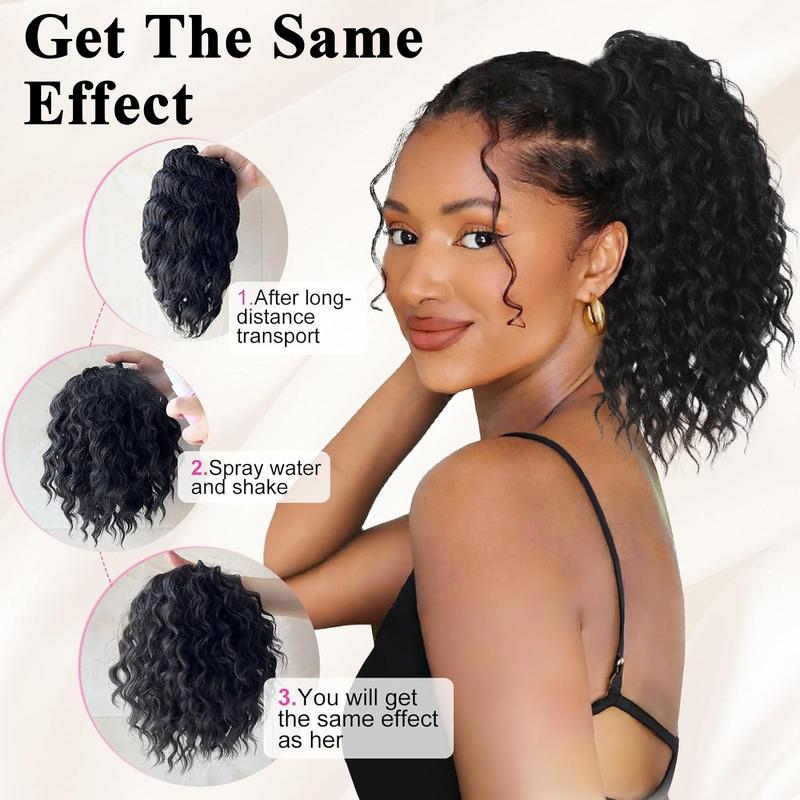 Ponytail Extension 12" Short Claw Ponytail Extension Wavy Curly Jaw Clip in Pony tails Hair Extension Natural Synthetic Hairpiece for Women