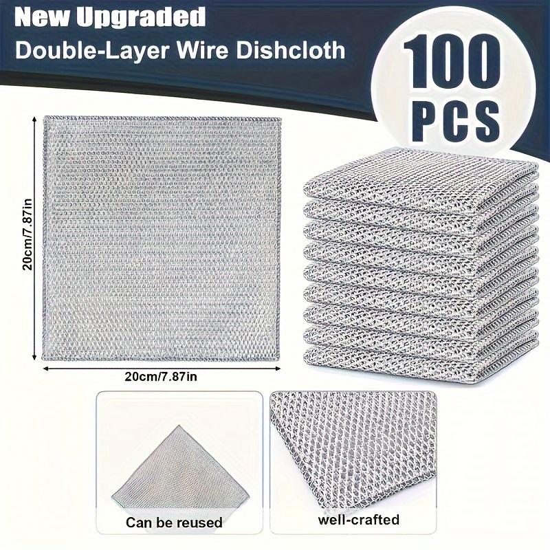 50 Pieces Modern Stainless Steel Kitchen Scrubbers - Scratch-Resistant, Reusable Knitted Cloths for Wet & Dry Dish, Pot and Pan Cleaning - Anti-Pilling Home Care Sponges & Scouring Pads