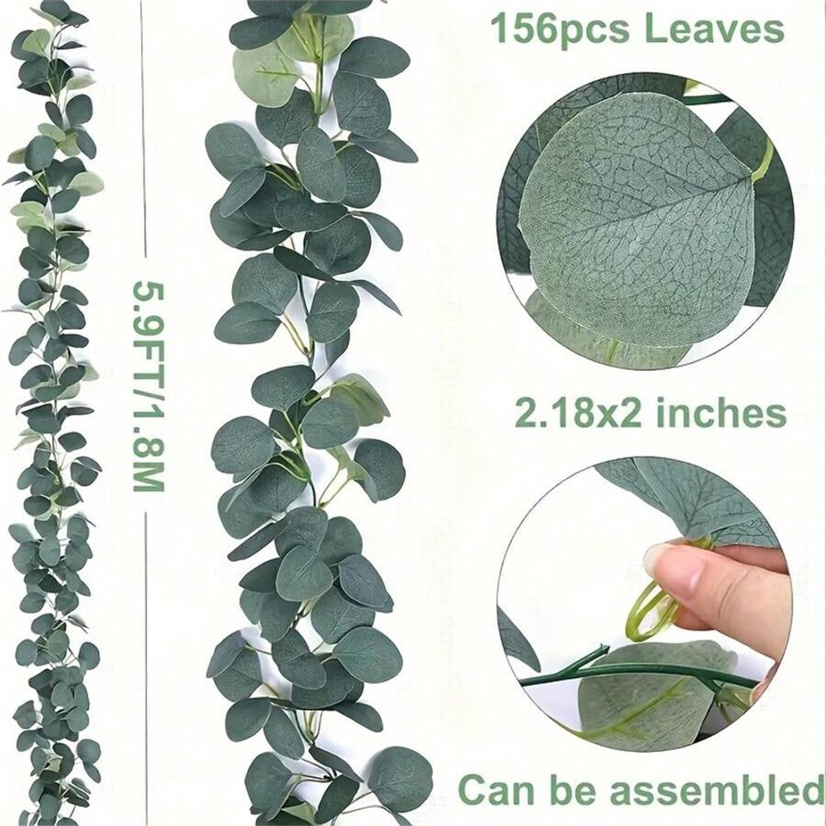 Handmade Eucalyptus Leaf Vine, Silver Dollar Leaf Wisteria, Plastic Indoor Outdoor Decor, Wedding Arch Background Decoration, Faux Floral Garland, Greenery Garland