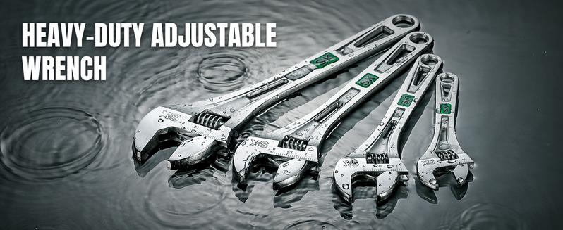 SK 2-Pack Adjustable Wrench Set, 6, 8, 10 and 12-Inch, Cr-V Steel, SAE & Metric Scales