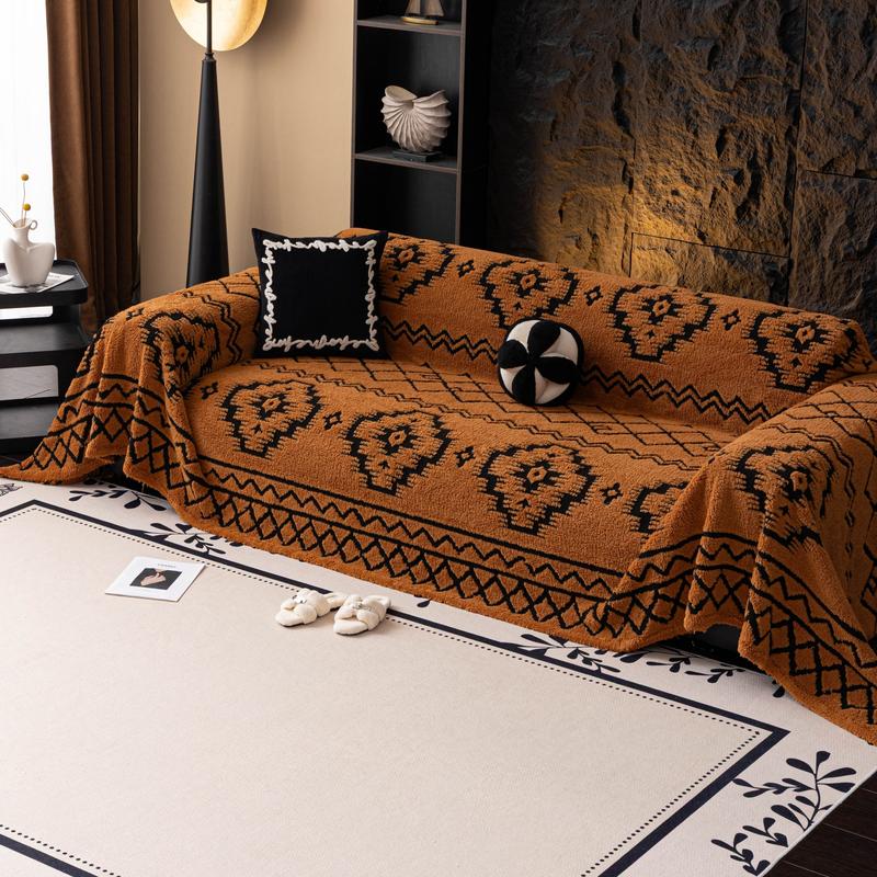 Moroccan Style Plush Thick Sofa Blanket, Sofa Slipcover, Non-Slip Easy Washable, Durable Anti-Scratch Couch Pad, Multiple Colors and Sizes Available
