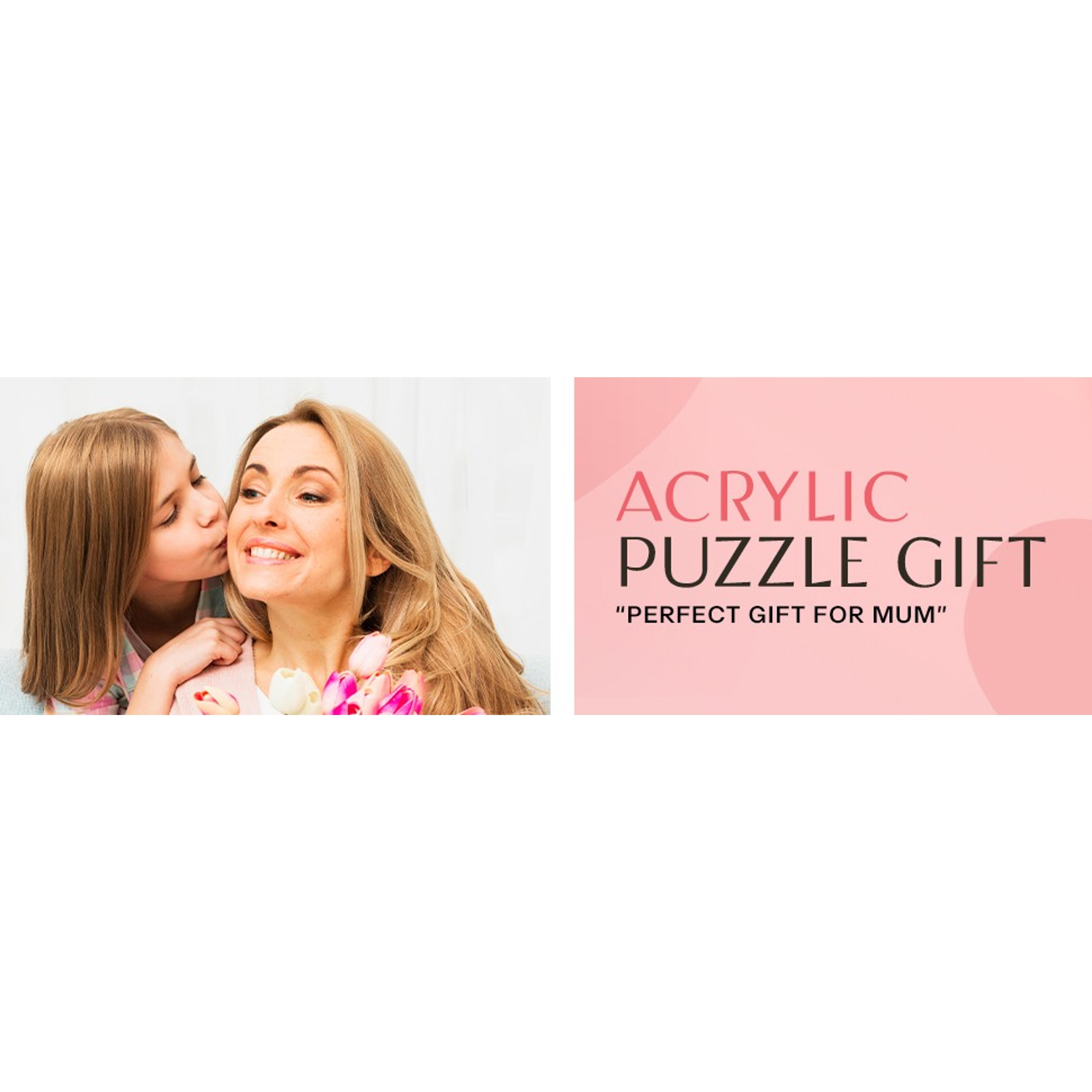 Cute Premium Thick Acrylic Puzzle Piece Gift for Mom - Adorable Mother's Day, Christmas & Birthday Present - Engraved Keepsake from Son or Daughter - Freestanding 3D Decorative Home Display