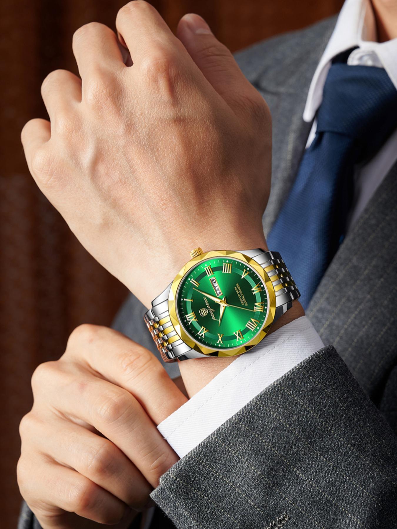 Paazomu Brand Steel Belt Dual Calendar Men's Quartz Watch 6367, Stylish Timepiece for Everyday Wear, Durable and Reliable Design