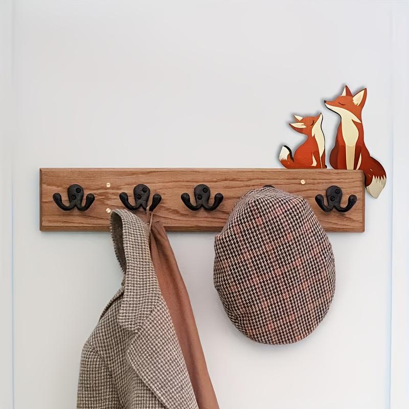 2D Cute Fox Wood Wall Art Decor, 2 Pieces, Halloween Christmas Mother's Day Gift, Animal Wall Art, Door Frame Corner Decoration