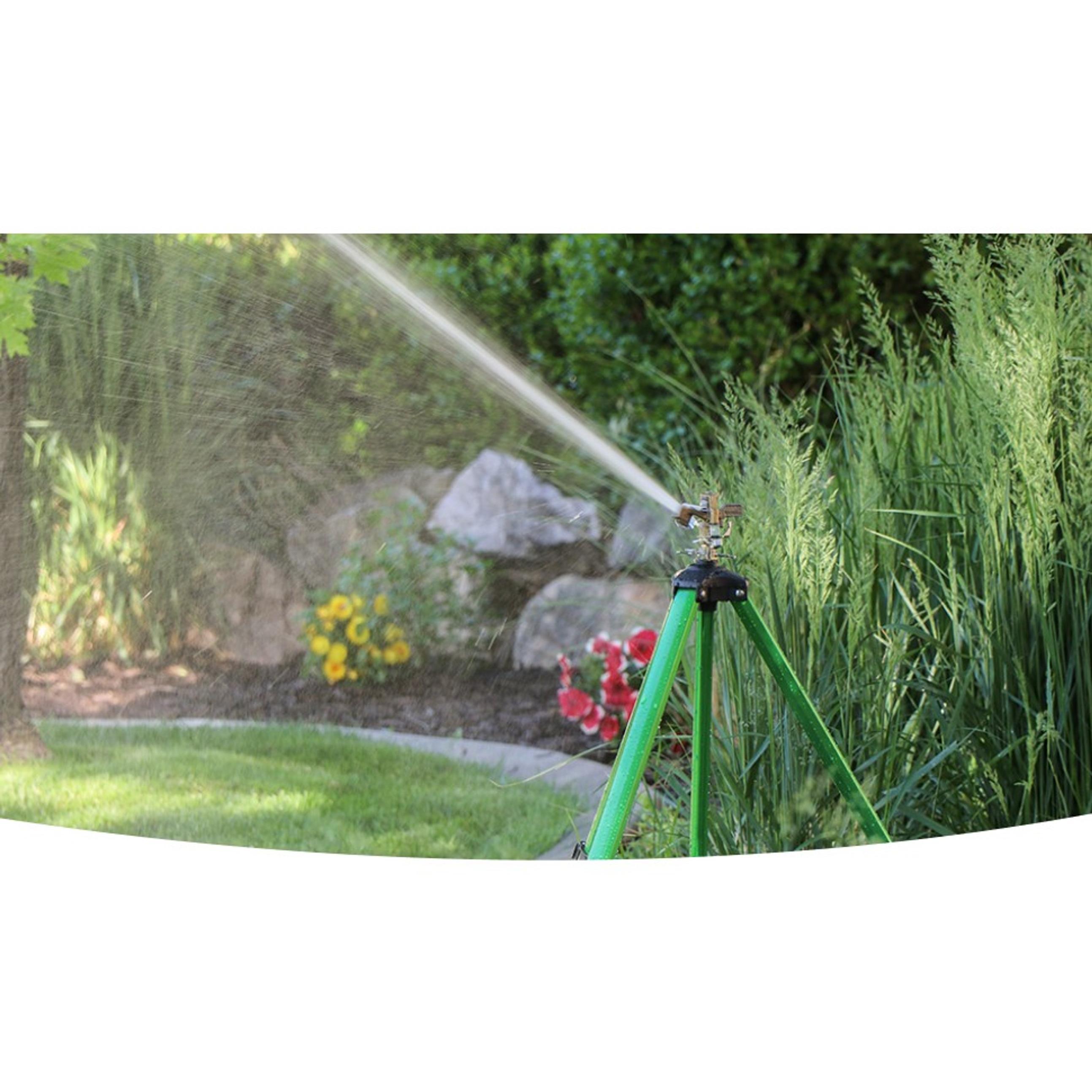 Tripod Lawn Zinc Impact Sprinkler - 360 Degree Rotating Yard Sprinkler with Adjustable Height - Heavy-Duty Zinc - High-Pressure Nozzle - for Large Lawn Coverage - 56667