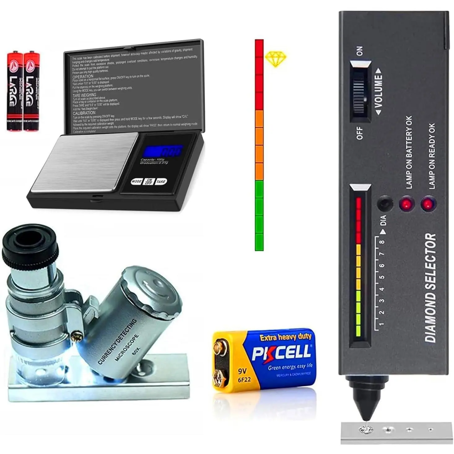 Tester Pen, High Accuracy   Tester+200g/0.01g Mini  Scale+60X Mini LED Magnifying, Professional  Selector for Novice and Expert, Thermal Conductivity Meter