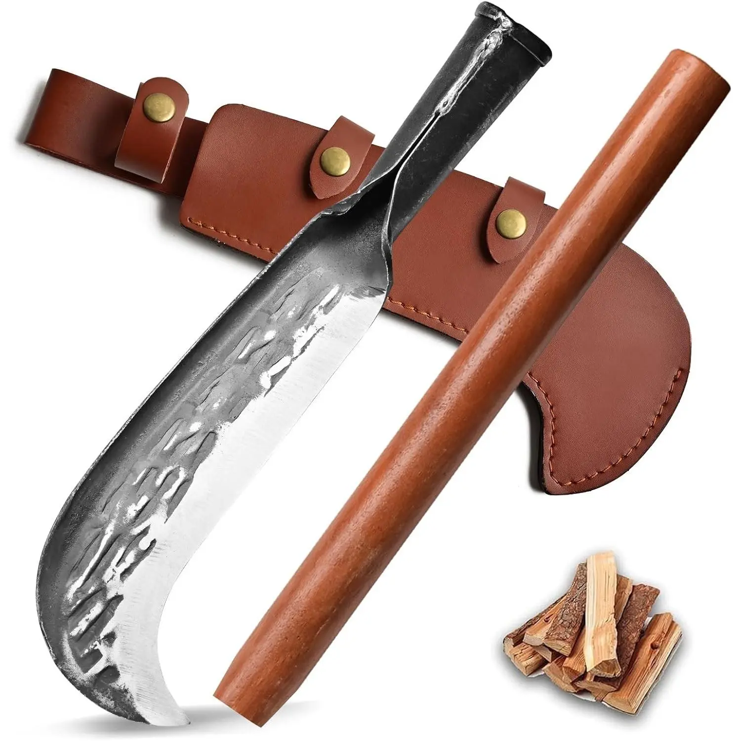 Machete for Yard Work Billhook Sickle Knife Brush Clearing Sickle Knife with Sheath - Perfect Brush Axe for Survival Cut Machete,Ideal for Camping,Gardening, Land Management
