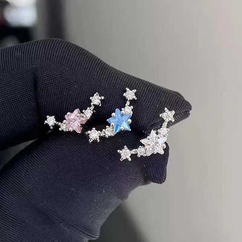 Fashion Metal Zircon Star Ear Bone Nail for Women 2025 Simple Shiny Crystal Personality Cochlear Nail Earrings Wedding Jewelry