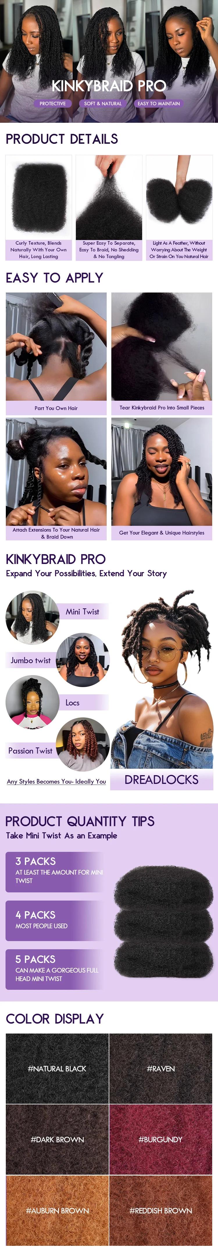 Noble Natural Black Kinky Bulk Hair Extension Synthetic Kinky Hair for Twist Braids Back to School and Labor Day Sale Noble Natural Black Kinky Bulk Hair Extension Synthetic Kinky Hair for Twist Braids Back to School and Labor Day Sale