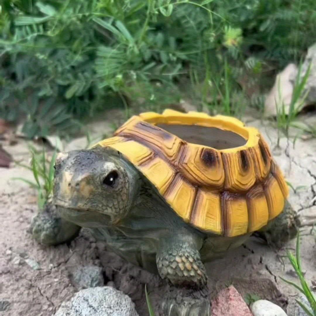 Creative Turtle Resin Planter, Vintage Style Drainage Pot, Ideal for Succulents and Plants, Indoor/outdoor Garden Decor