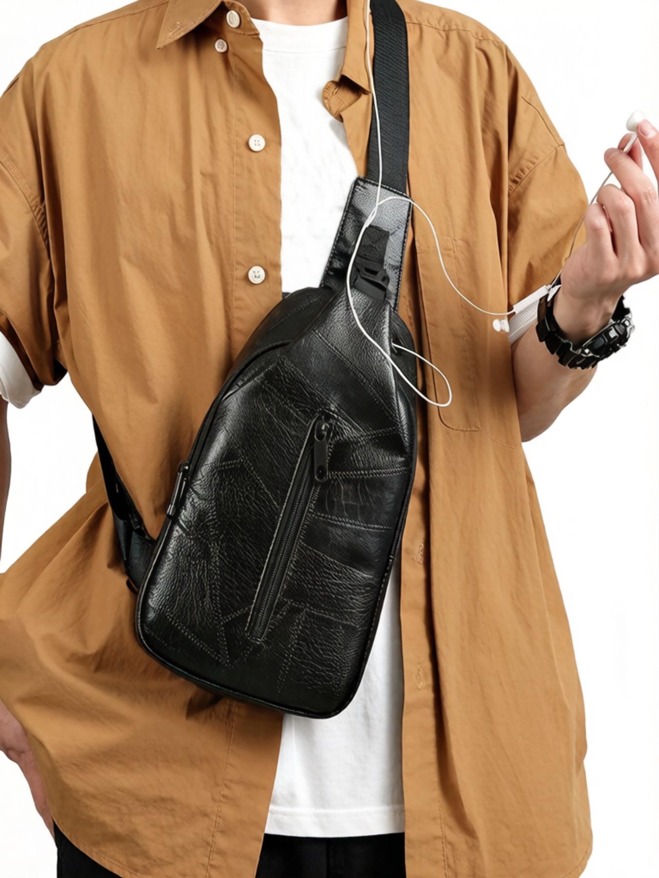 Essential Chest Bag Organizer, Sleek PU Leather Sling Crossbody Pack, Versatile Travel & Concert Gear, Spring Style 2026, TikTok Made Me Buy It.