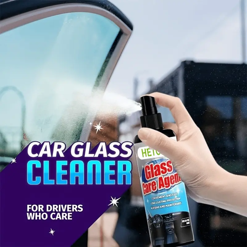 Automotive glass cleaner-automotive glass care product, which can quickly enhance transparency, is suitable for windshield, rearview mirror and window, removes fog, oil film and water stains, and has a safe and stripe-free formula.