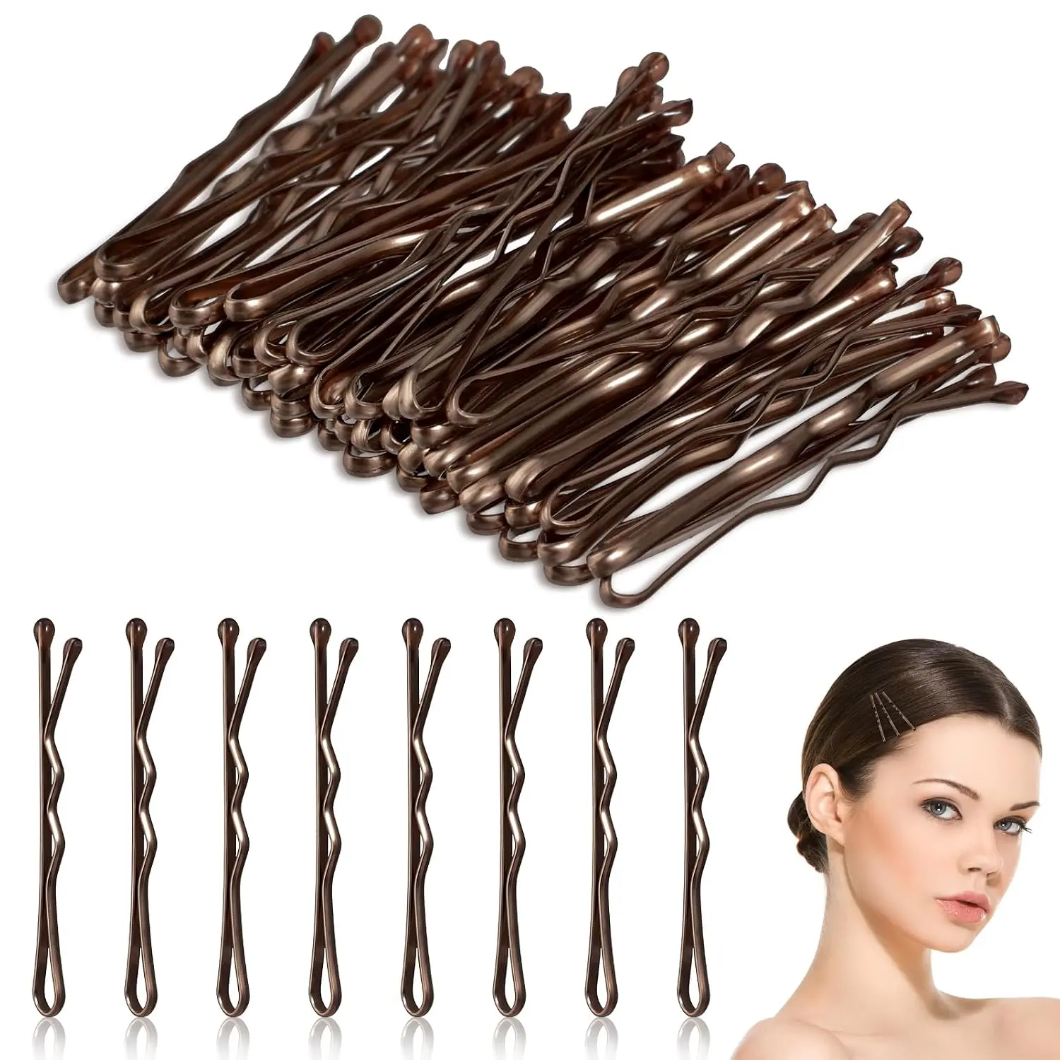 Mini Bobby Pins, 50 count Small Wavy Hair Pins Metal Curved Hair Clip