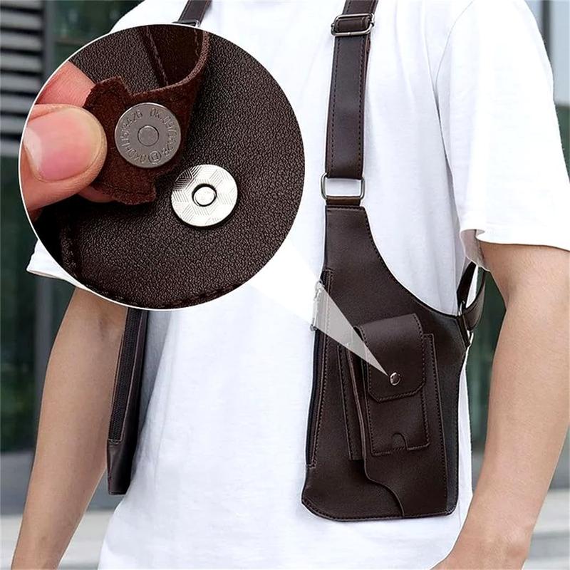 Adjustable Underarm Shoulder Bag for Men and Women-Anti-theft Hidden Storage for Cell Phones and Other Hunting and Outdoor Gear,Premium Leather.