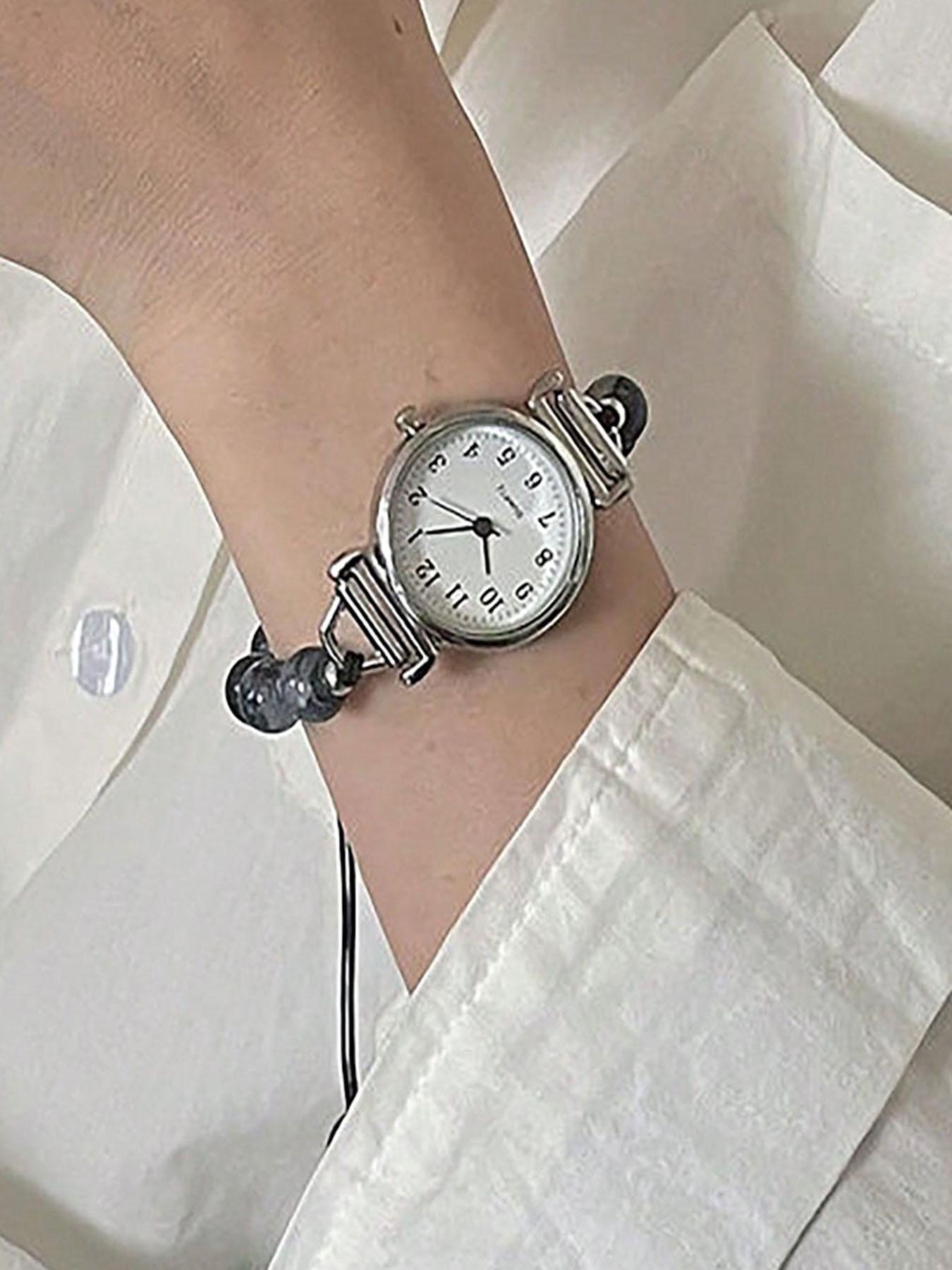 Fashion Bead Bracelet Watch with Adjustable Strap Pendant Women's Quartz Watch, Daily Matching and Gift for Friends