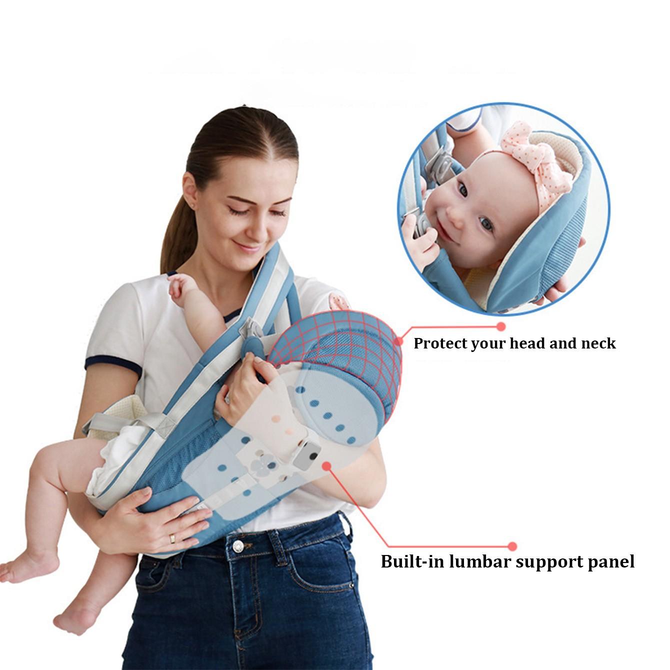 Multifunctional Baby Carrier with Waist Stool, Adjustable Front Carry Sling for Infants, Kangaroo Style Backpack for Newborns to Toddlers