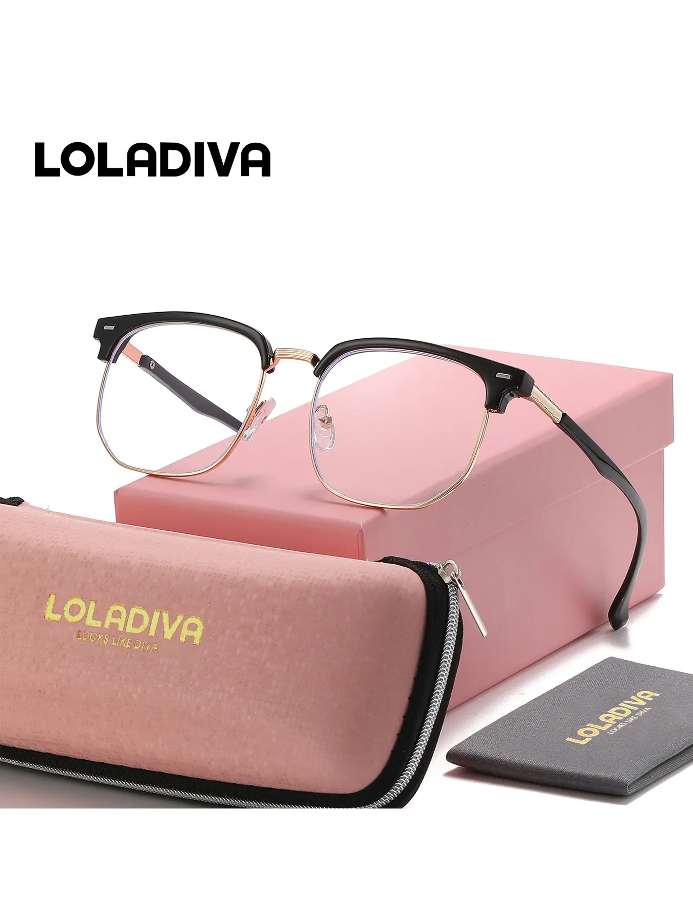 LOLADIVA 1 Piece Unisex Demonstrate Professionalism Full Frame Plano Glasses Suitable For Work Appropriate Square Frame Plano Glasses