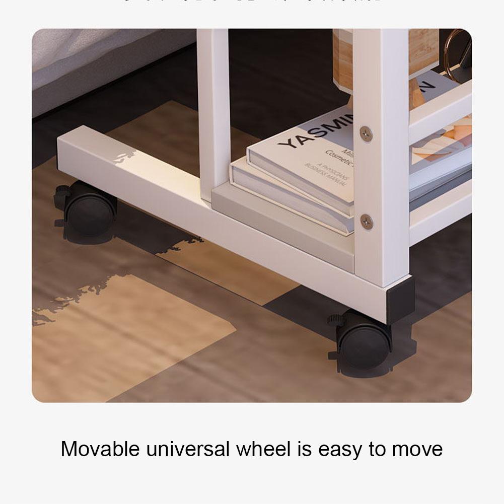 80x40cm Portable Rolling Desk on Wheels Adjustable Height Mobile Computer Desk for Small Space Small Standing Desk with Storage Shelves for Home Office Study 80x40cm Portable Rolling Desk on Wheels Adjustable Height Mobile Computer Desk for Small Space Small Standing Desk with Storage Shelves for Home Office Study