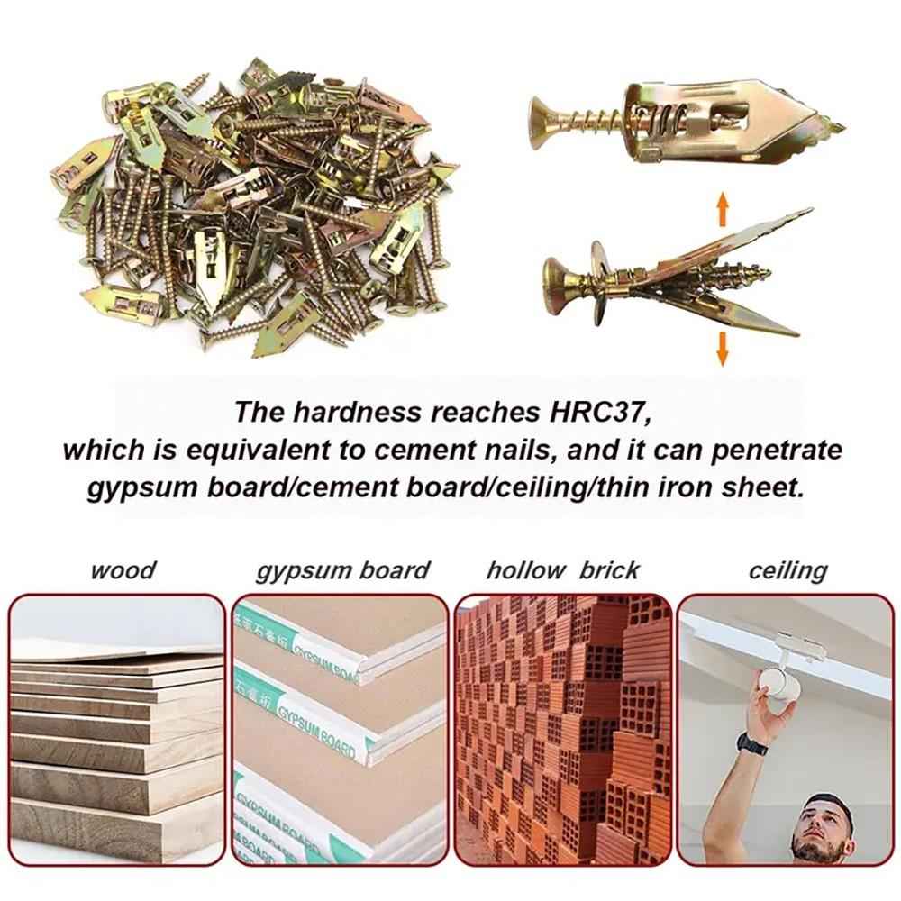 120/240/360 PCS Galvanized Self‑Drilling Drywall Anchors Screws Combo, 12x30mm Wall Fasteners, Drill‑Free Setup, 66LB Support for Home Office Fixtures