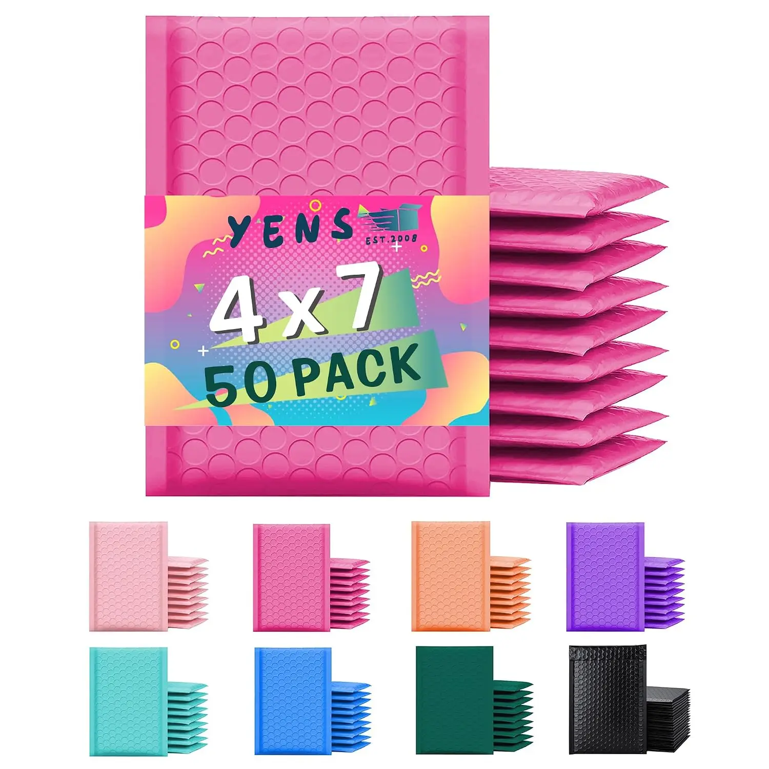 Hot Pink Poly Bubble Mailers 4x8 50 Pack Usable 4x7
