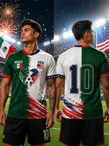 Usa Half Mexico Soccer Jersey, Personalized Binational Football Top, Customizable Sports Apparel, Ideal for Fans and Players
