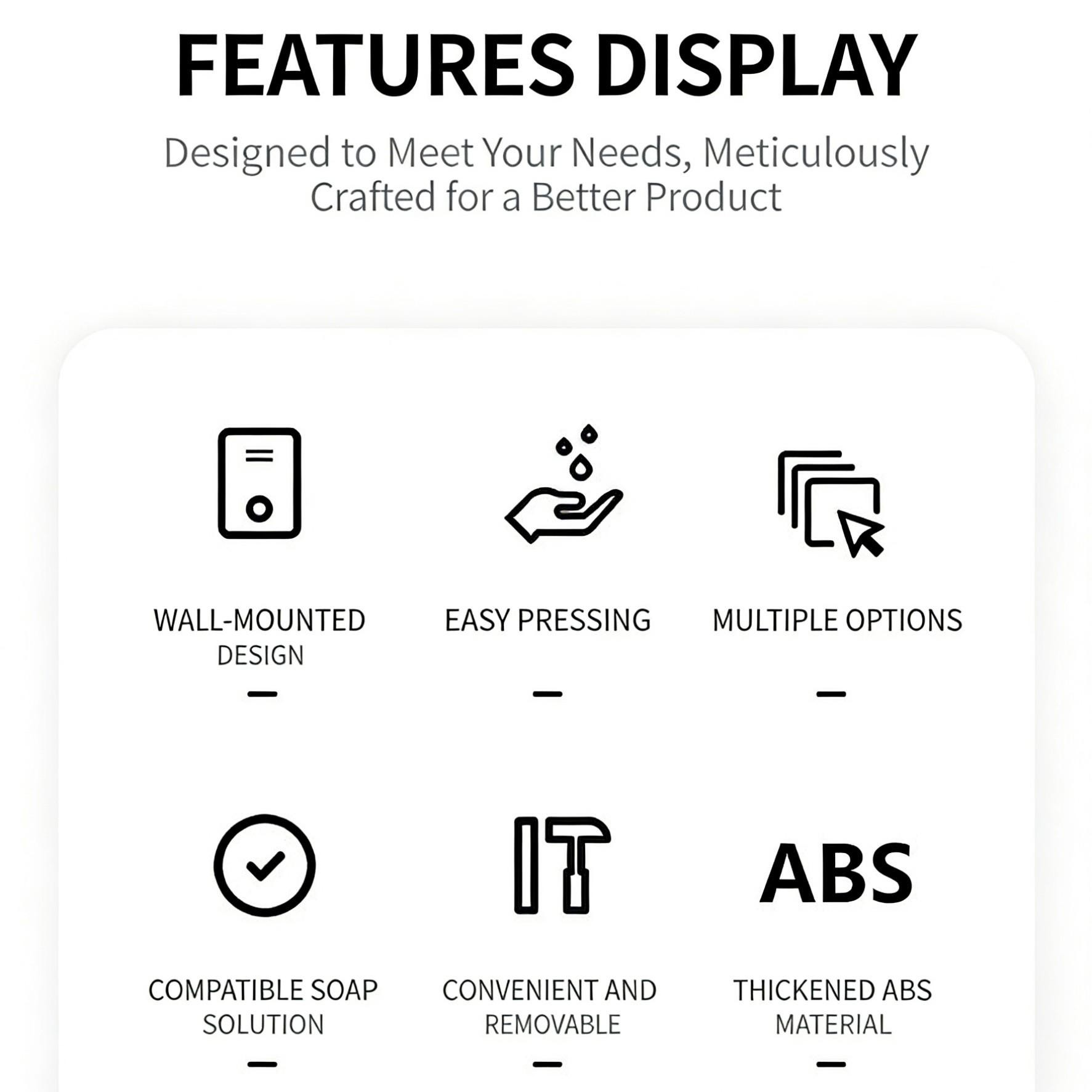 Bathroom Wall-Mounted Shampoo Dispenser, Shower Gel & Conditioner Holder, Triple Function Abs Material, Hotel Kitchen Restaurant Use