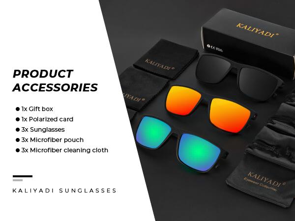 KALIYADI 3 Pairs Polarized Square Sunglasses qualty HD polzrized lenses Classic Design Lightweight Framework Unisex Travel Accessories Fits all face shapes UV400(S45)