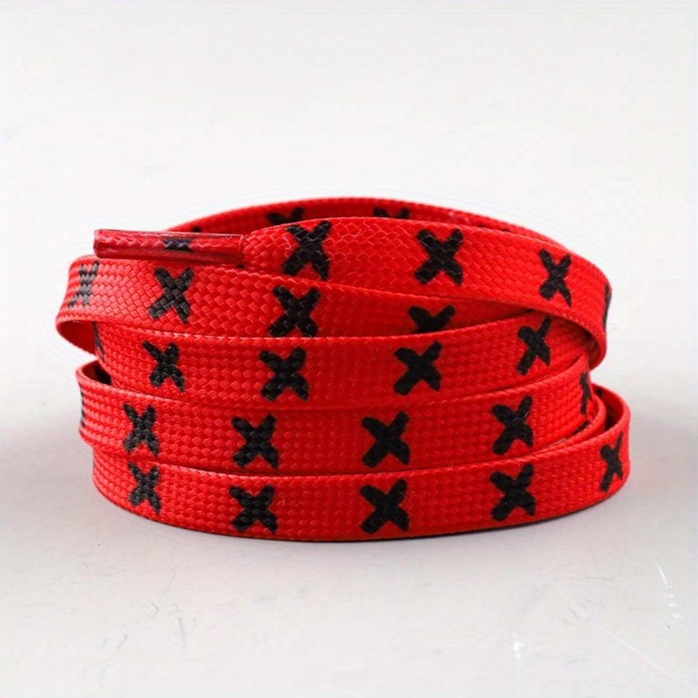 1pair shoelaces, personalized flat shoelaces, red and black shoelaces, mid top sneakers shoelaces, men's and women's shoe accessories, fashionable and cool, personalized shoelaces
