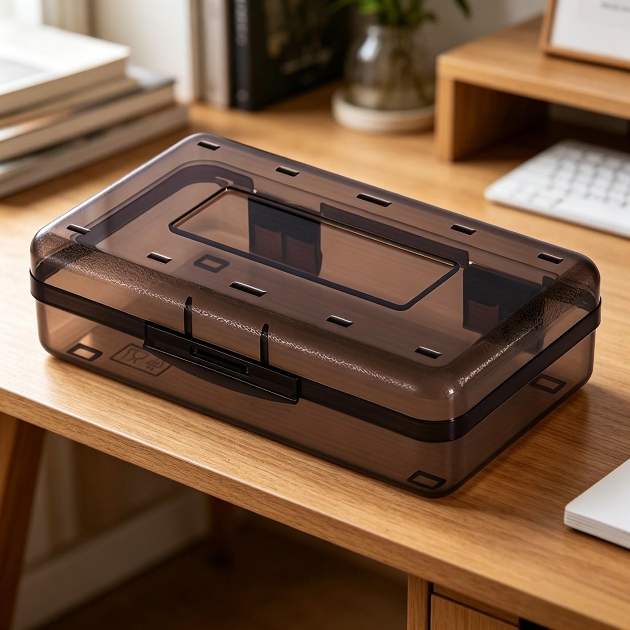 Large Capacity Multi-Functional Plastic Storage Box, Transparent Pencil Case, Simple Stationery Box for Students, Art Sketching Supplies Organizer