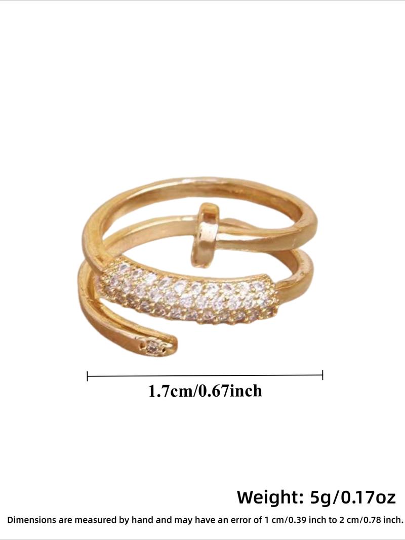 Elegant Zirconia Ring, Three-Ring Design, Solitaire Stackable Rings, Open-Style Jewelry, Daily Wear & Party Accessory, Stylish Women's Fashion Statement Piece