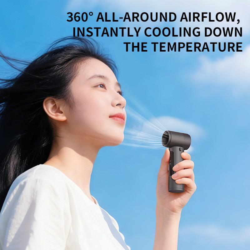2026 New High-Speed Mini Handheld Fan, 90° Adjustable, Type-C Charging, Digital Display, Portable Neck Fan, Outdoor Travel Cooling Tool