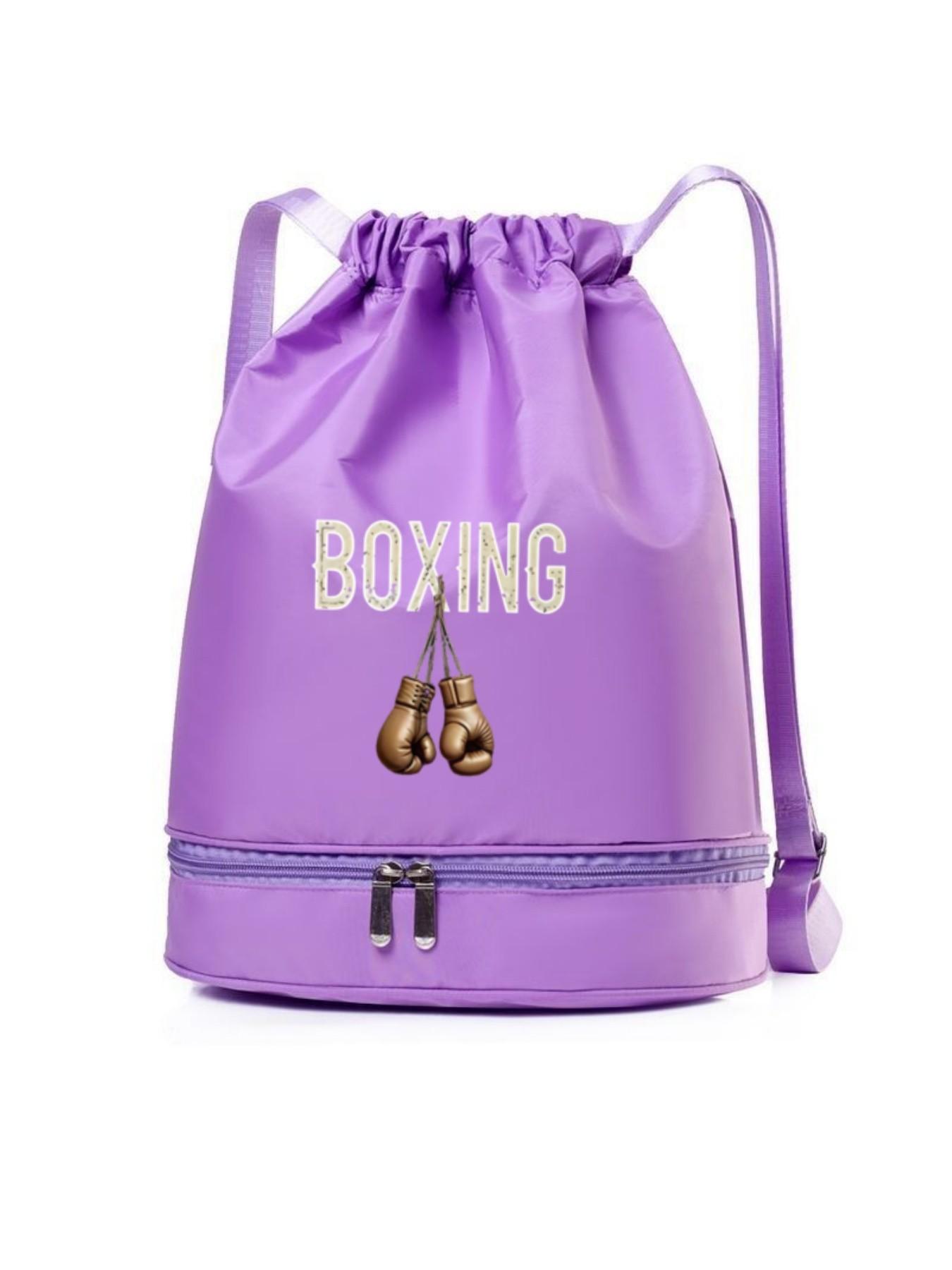 Boxing Glove Letter Print Backpack, Fashionable Simple Versatile Bag, Drawstring Closure, Adjustable Straps, Independent Compartment, All-Season Use