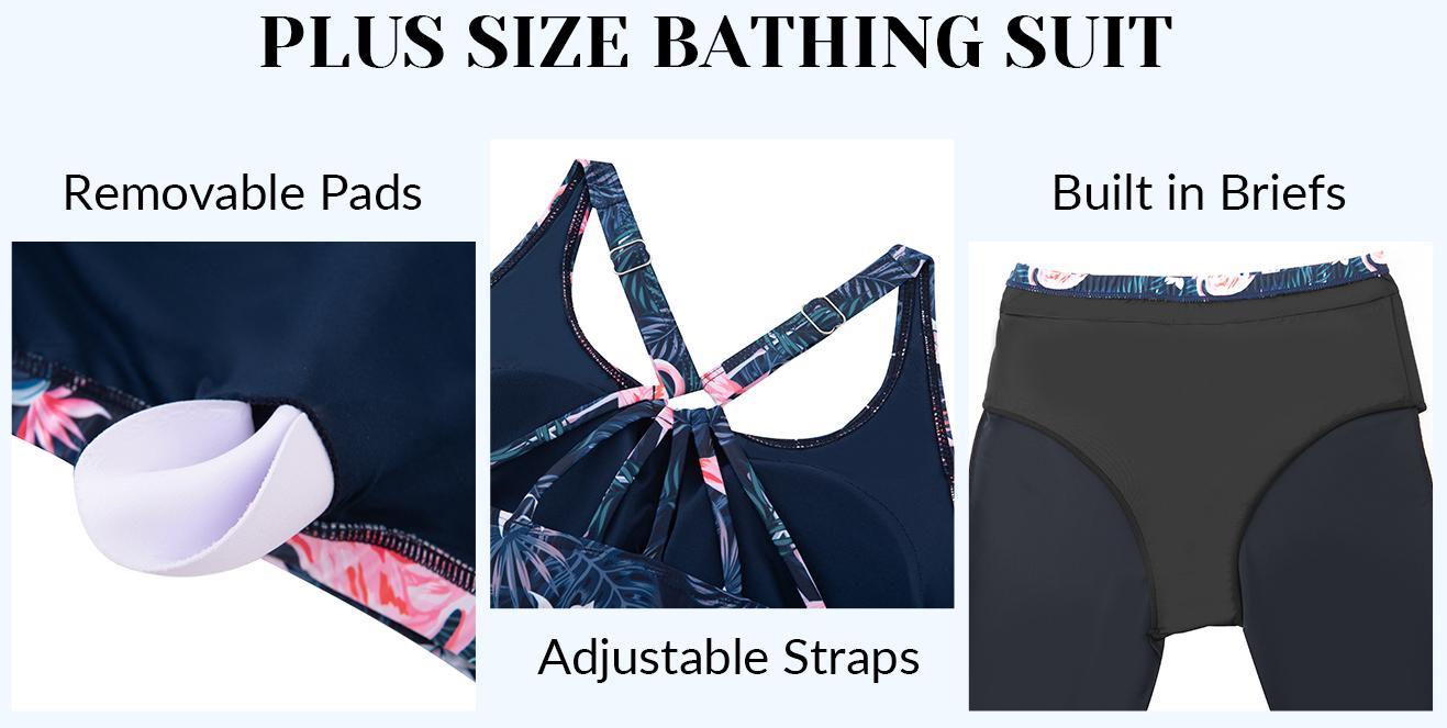 Yonique Three Piece Plus Size Swimsuits for Women Tankini Tops with Sports Bra and Swim Capris Athletic Bathing Suits