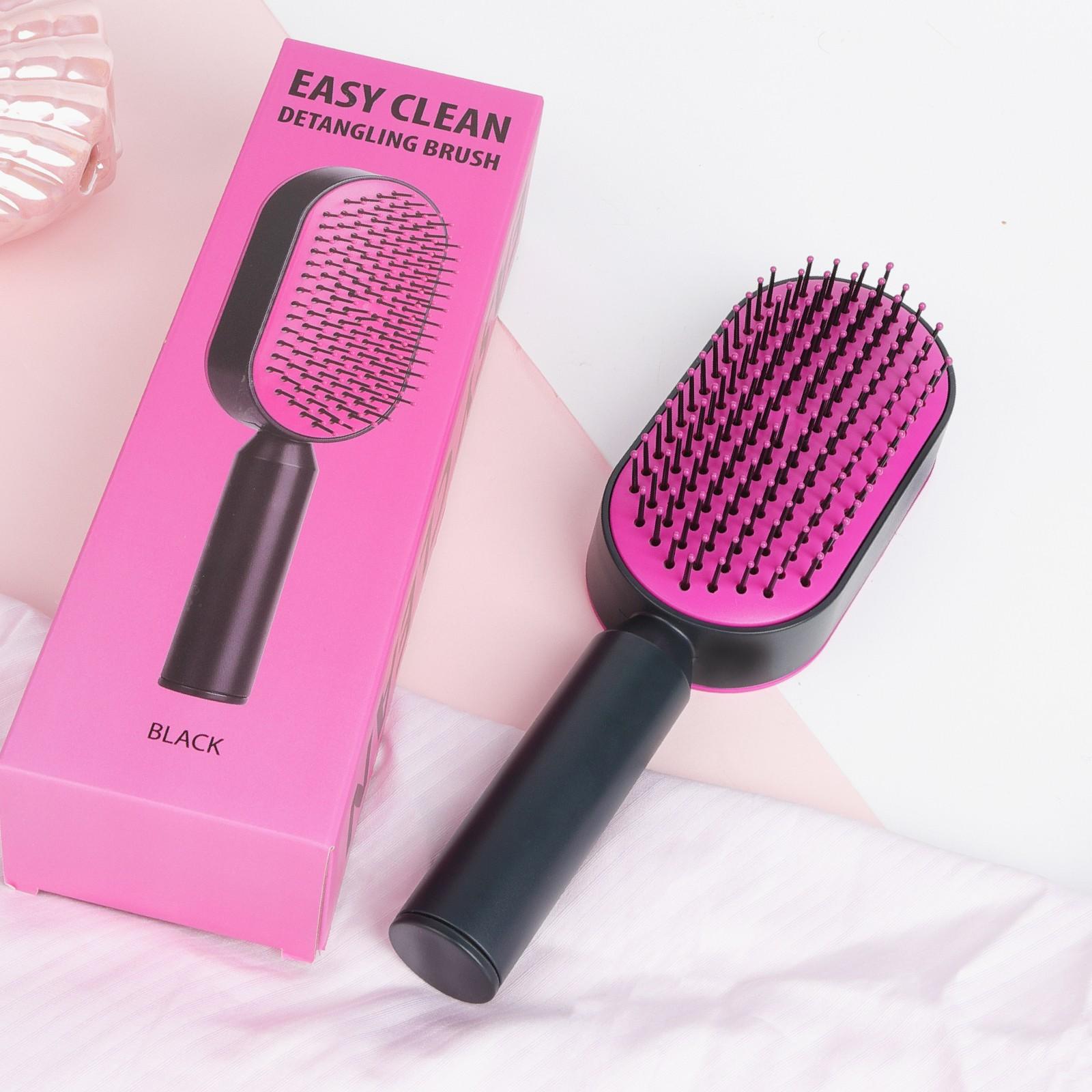 1pc Press-Down Easy-Clean Hair Comb, Anti-Tangle Scalp Massage Brush, Anti Tangle Brushes, Dry/wet Use Styling Comb, Detangling Brush For Curly Hair, Ideal for Long Curly Hair, Short Hair, Home, Salon, Travel