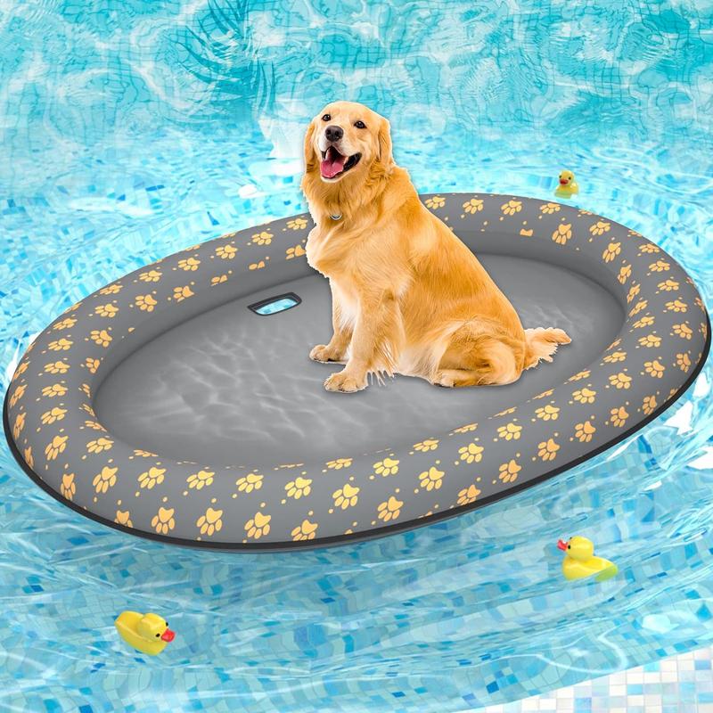 Pet Soft Dog Float Raft - Large Bone-Yellow Inflatable Swimming Float for Summer, Portable Pool Floaters with Sturdy Fabric Covering, Cute Cooling Toys for Small Medium Large Dogs