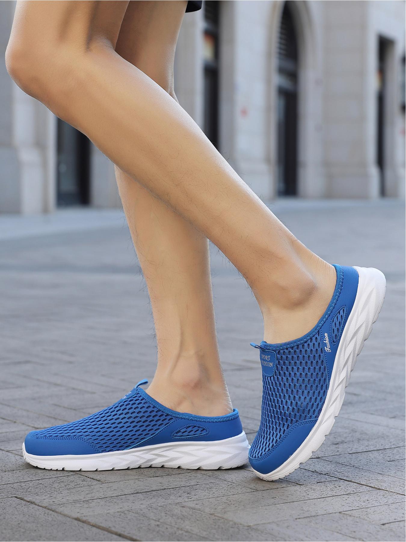 Plus Size Men's All-Black Mesh Mule Casual Shoes, Breathable Comfort Style, Hollowed Mesh + Mule Slip-On Design + Soft Non-Slip Sole, Breathable & Refreshing, Plus Size Friendly , Ideal for Plus Size Men's Daily Leisure & Light Outings