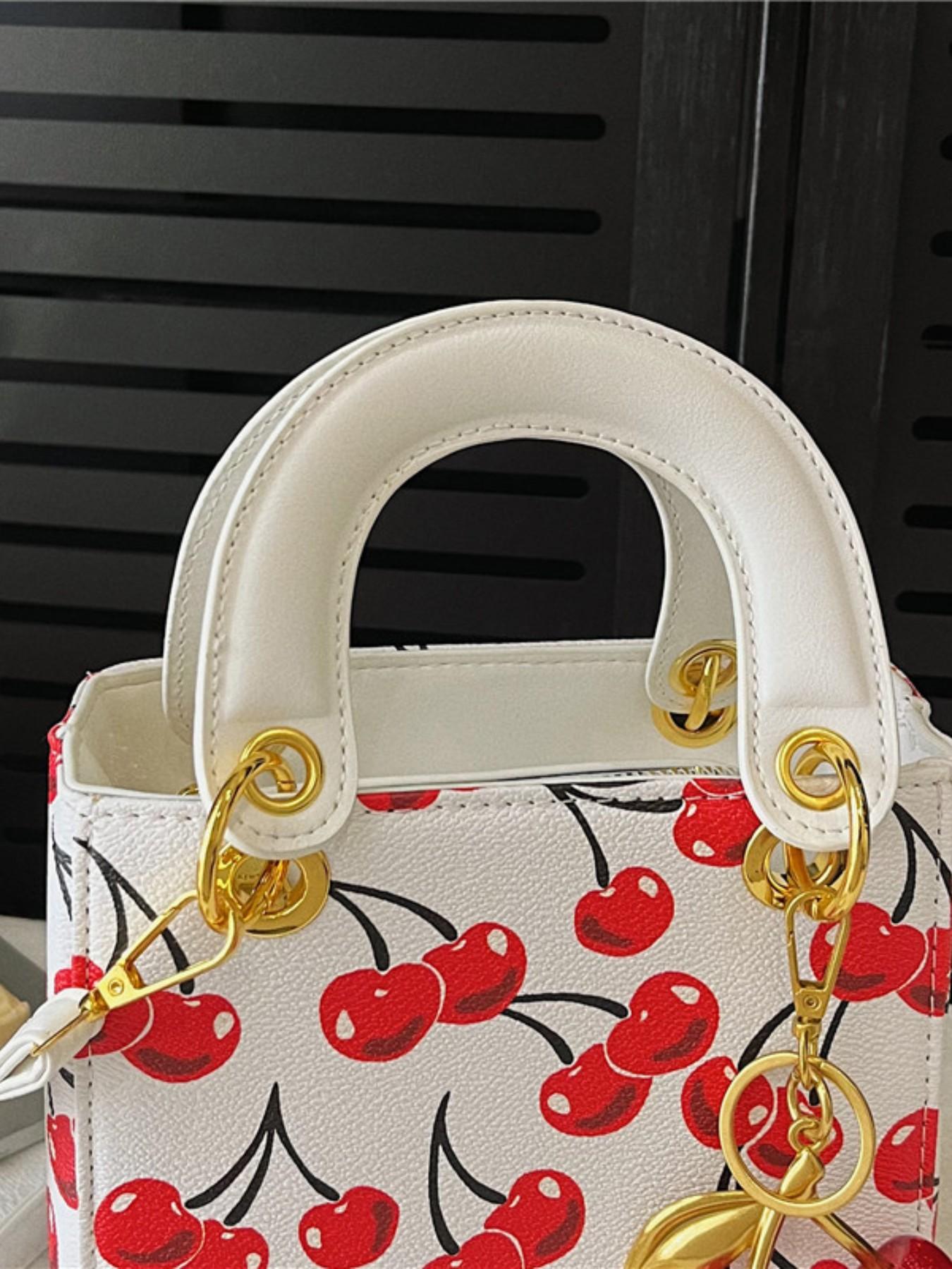 Background Cherry Print Mini Two-In-One Bag, Valentine's Day Gift, Sweet Girl Style, Perfect for Date, Romantic Exclusive Background Cherry Print Mini Two-In-One Bag, Valentine's Day Gift, Sweet Girl Style, Perfect for Date, Romantic Exclusive