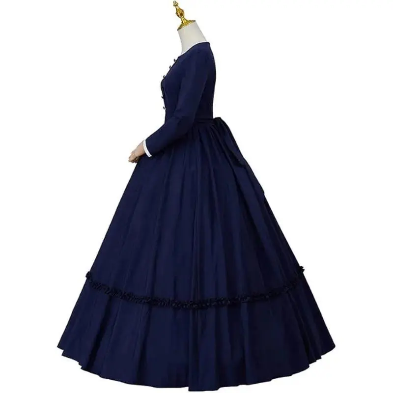 18th Century Civil War Southern Belle Ball Gown for Women Medieval Retro Theater Blue Dress Renaissance Princess Cosplay Costume