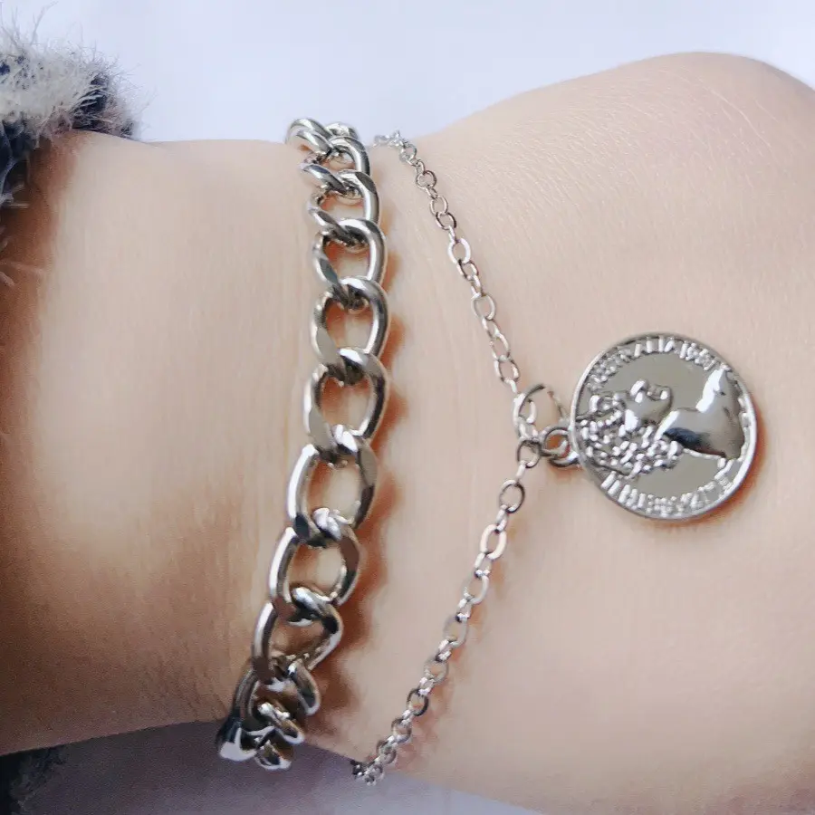 Silver Metal Man Like Coin 01 Handchain